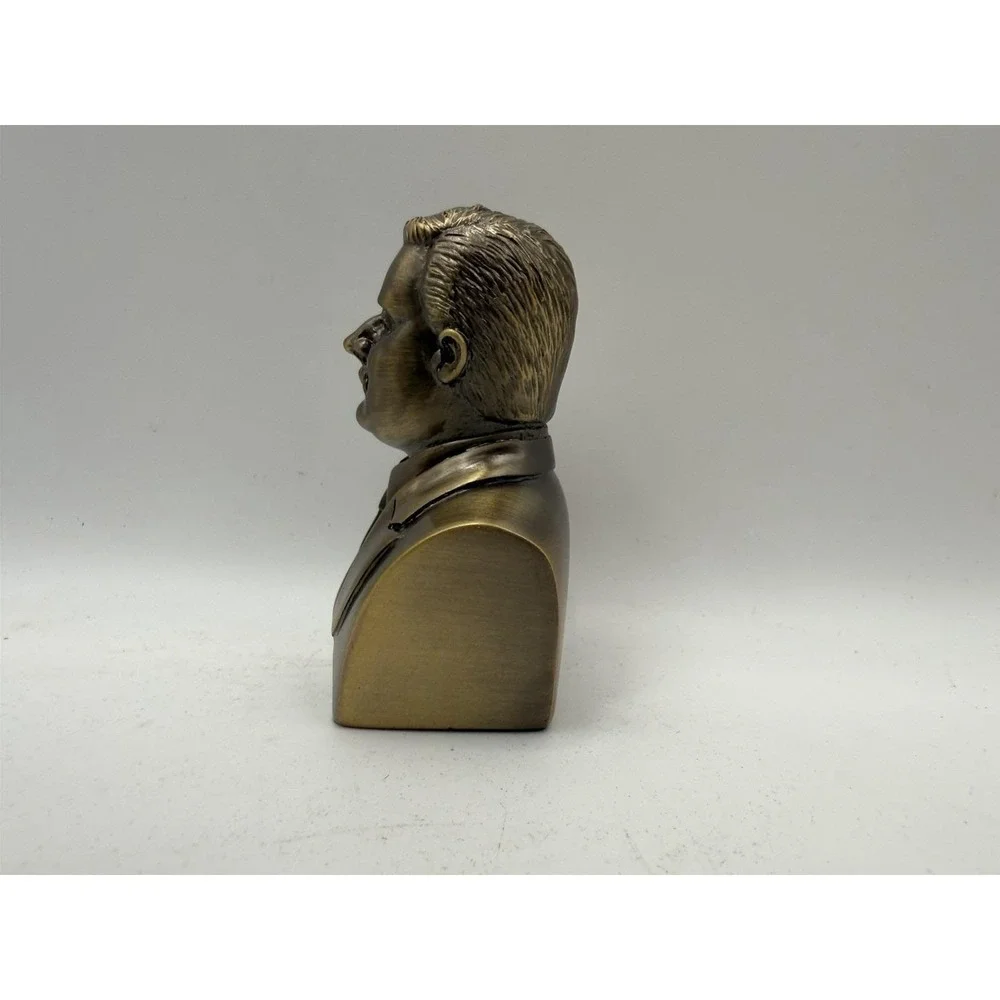 Theodore Roosevelt Bust Bronze Tone Presidential Statue Figurine Shelf Decor